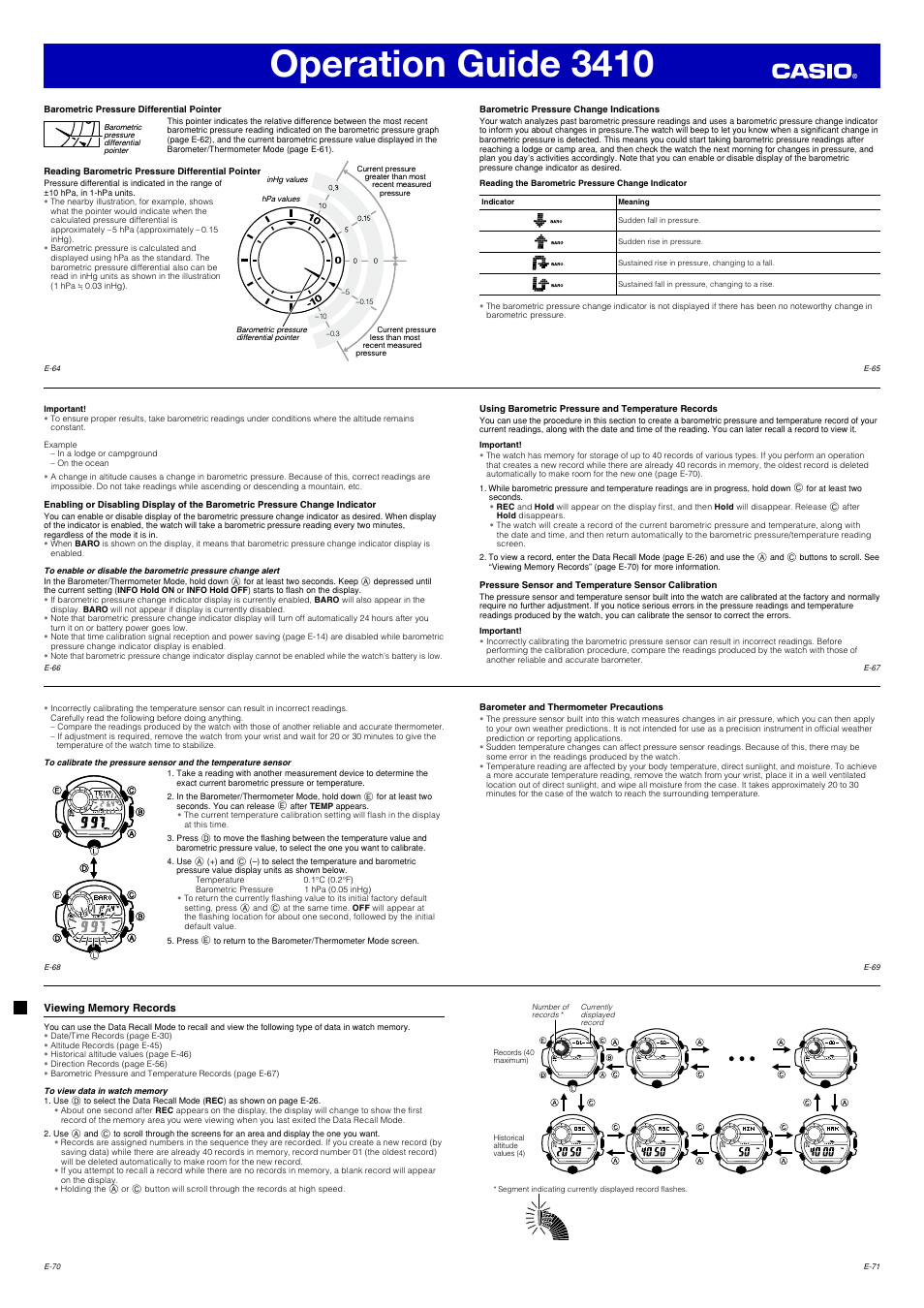 Operation guide 3410 | G-Shock 3410 User Manual | Page 9 / 14