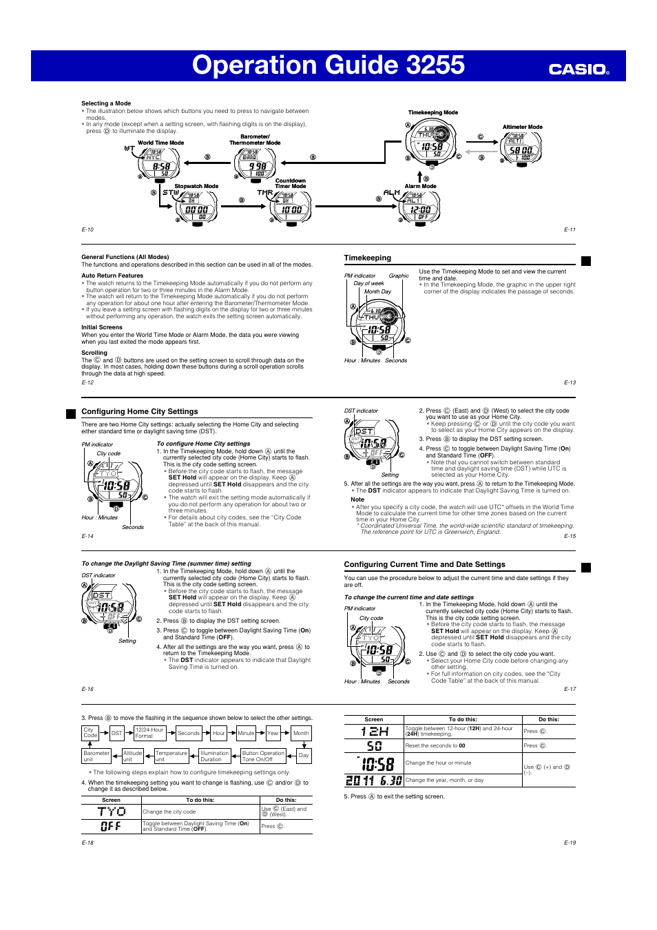 Operation guide 3255 | G-Shock GDF-100 User Manual | Page 2 / 7