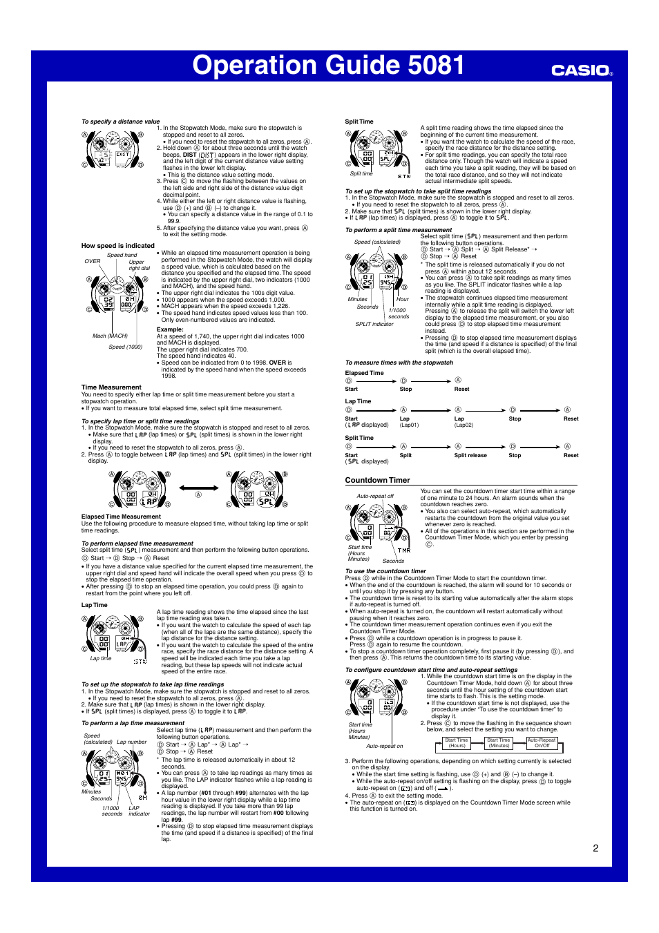 Countdown timer, Operation guide 5081 | G-Shock GA-100 User Manual | Page 2 / 4