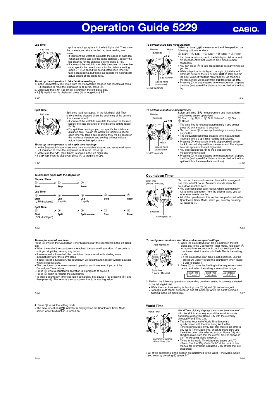 Operation guide 5229 | G-Shock GA-120 User Manual | Page 3 / 6