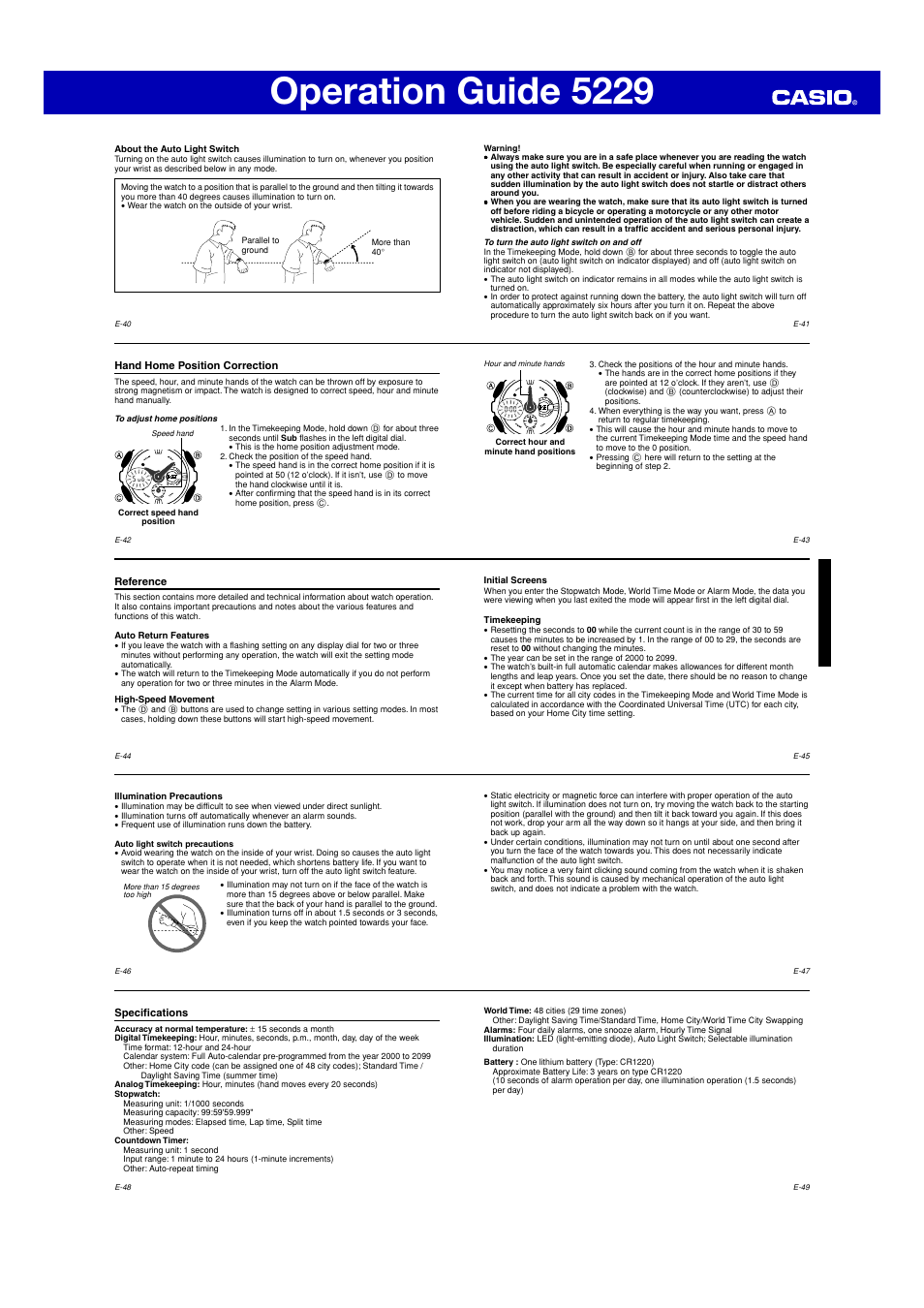 Operation guide 5229 | G-Shock GA-120 User Manual | Page 5 / 6