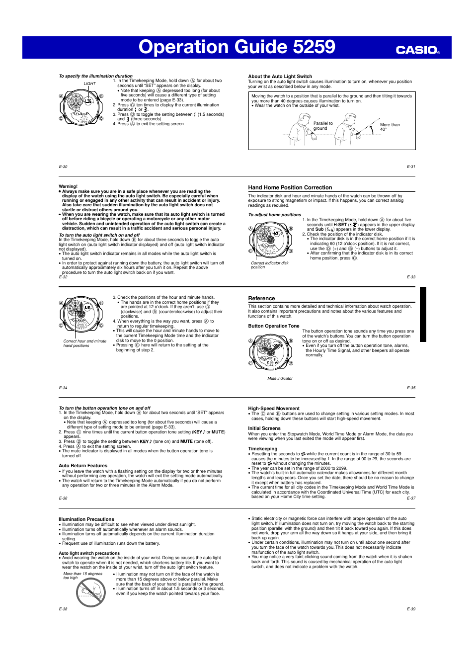 Operation guide 5259 | G-Shock GA-300 User Manual | Page 4 / 5