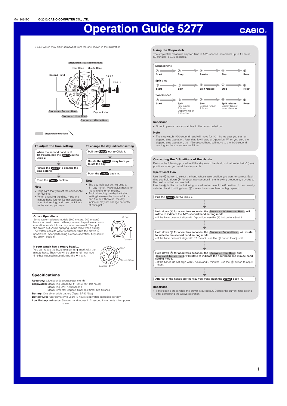 G-Shock GAC-100 User Manual | 1 page