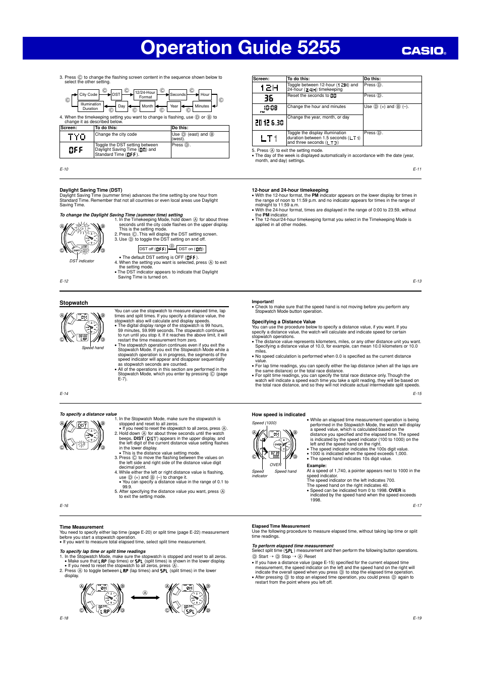 Operation guide 5255 | G-Shock GA-150 User Manual | Page 2 / 6