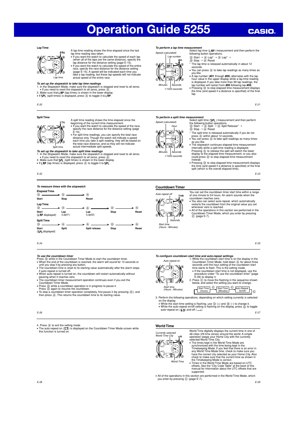 Operation guide 5255 | G-Shock GA-150 User Manual | Page 3 / 6