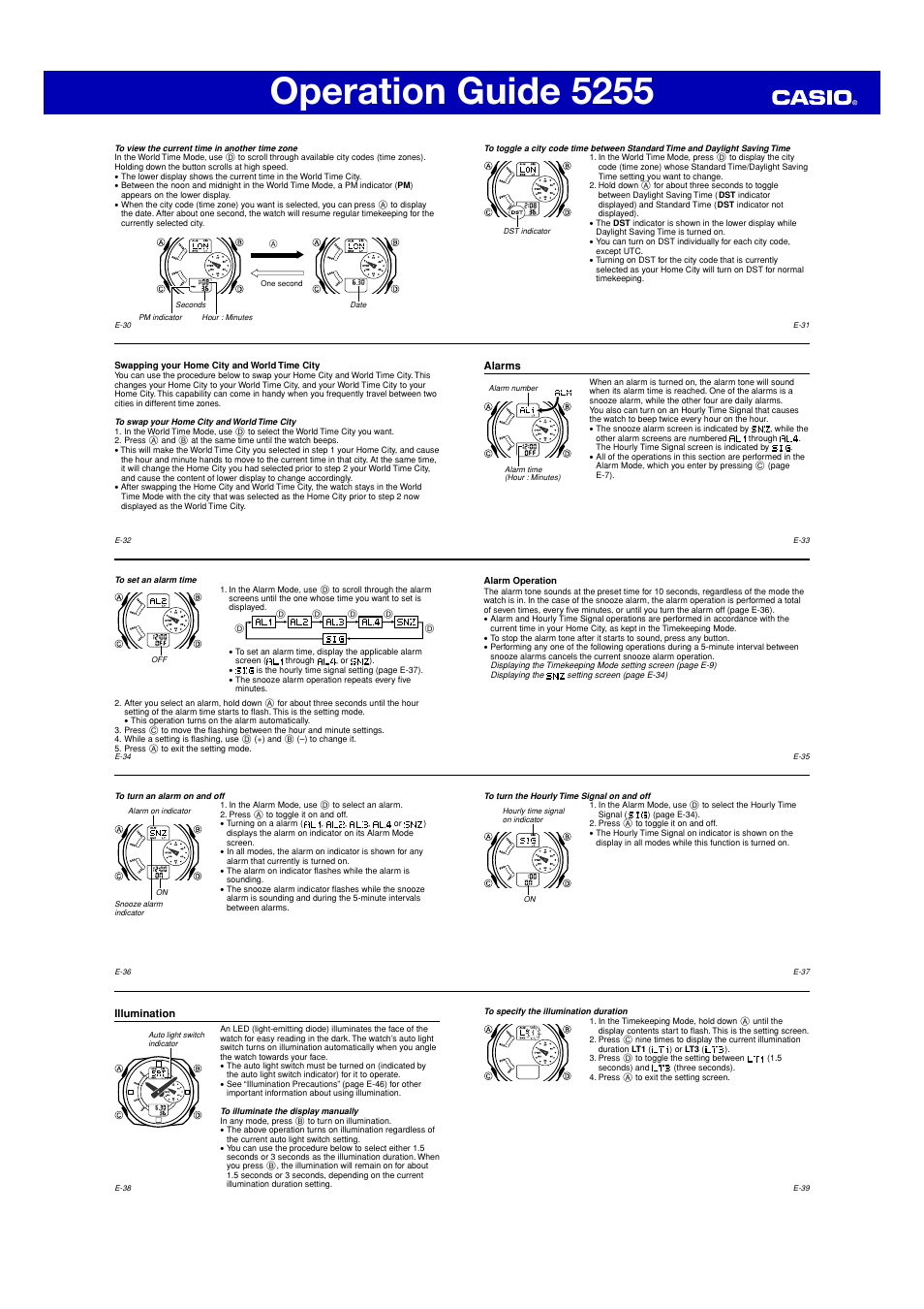 Operation guide 5255 | G-Shock GA-150 User Manual | Page 4 / 6