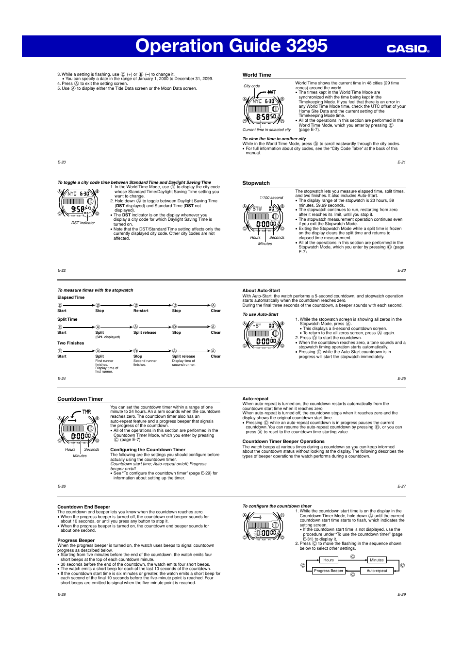 Operation guide 3295 | G-Shock GLX-150 User Manual | Page 3 / 7