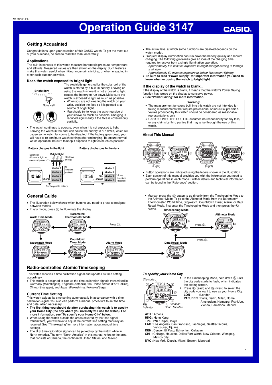 G-Shock GW-9200 User Manual | 12 pages