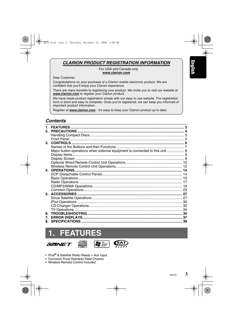 Clarion Automobile Accessories User Manual | 36 pages