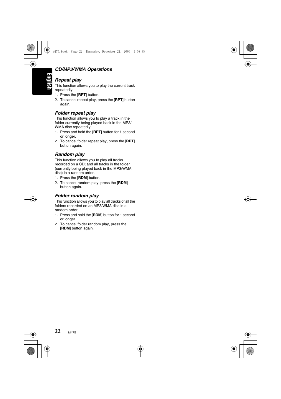 English | Clarion Automobile Accessories User Manual | Page 20 / 36