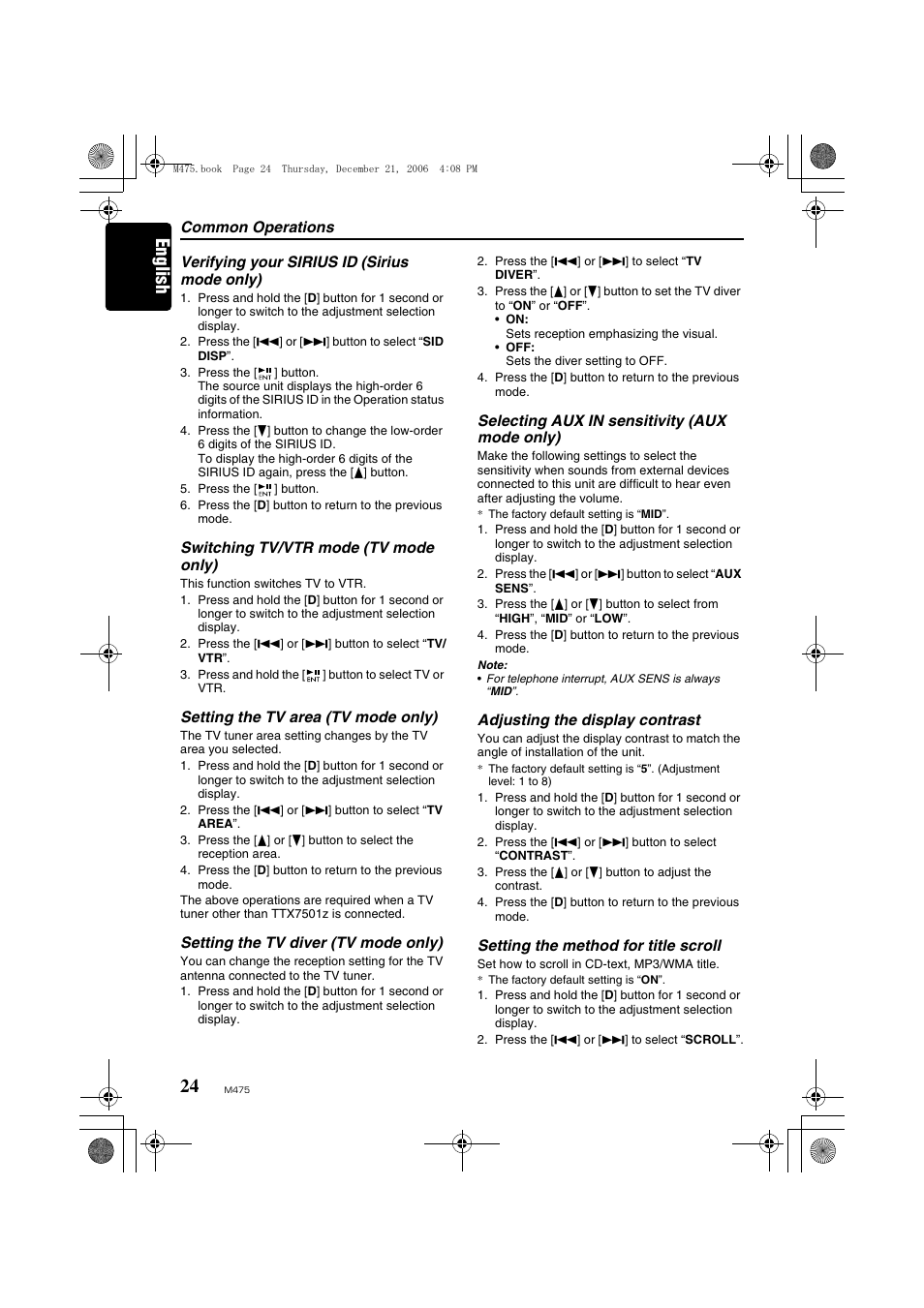 English | Clarion Automobile Accessories User Manual | Page 22 / 36