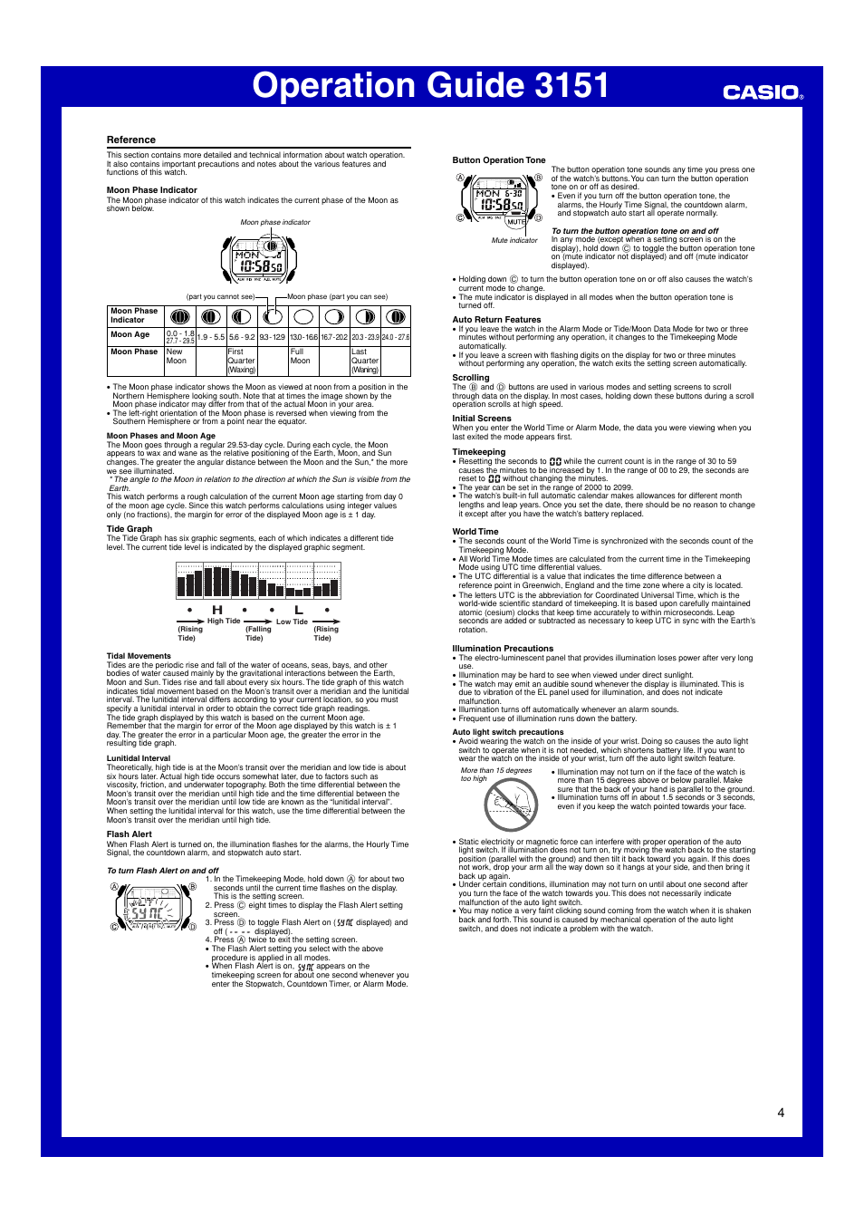 Reference, Operation guide 3151 | G-Shock GLX-5600 User Manual | Page 4 / 5