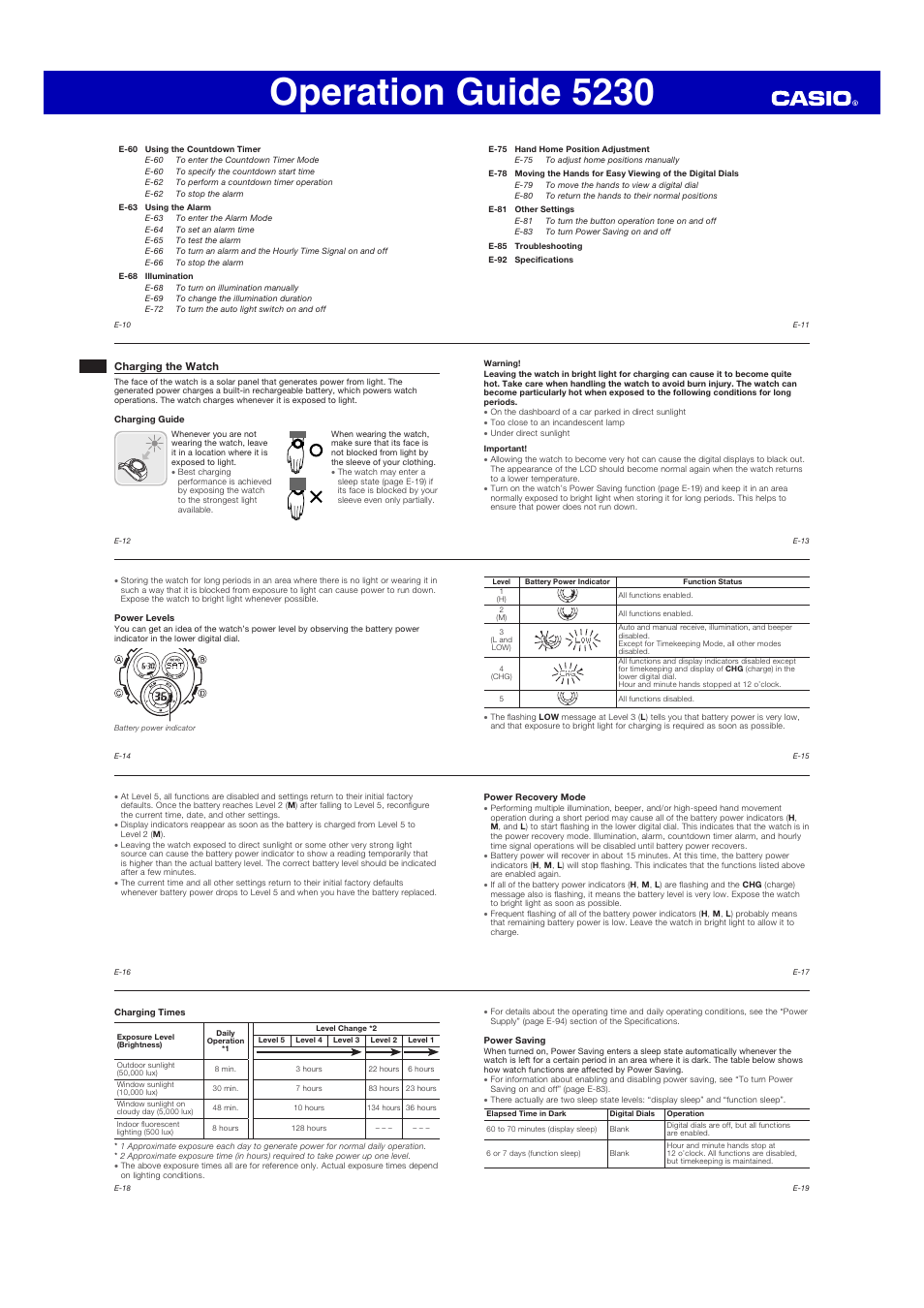 Operation guide 5230 | G-Shock AWG-M100 User Manual | Page 2 / 10