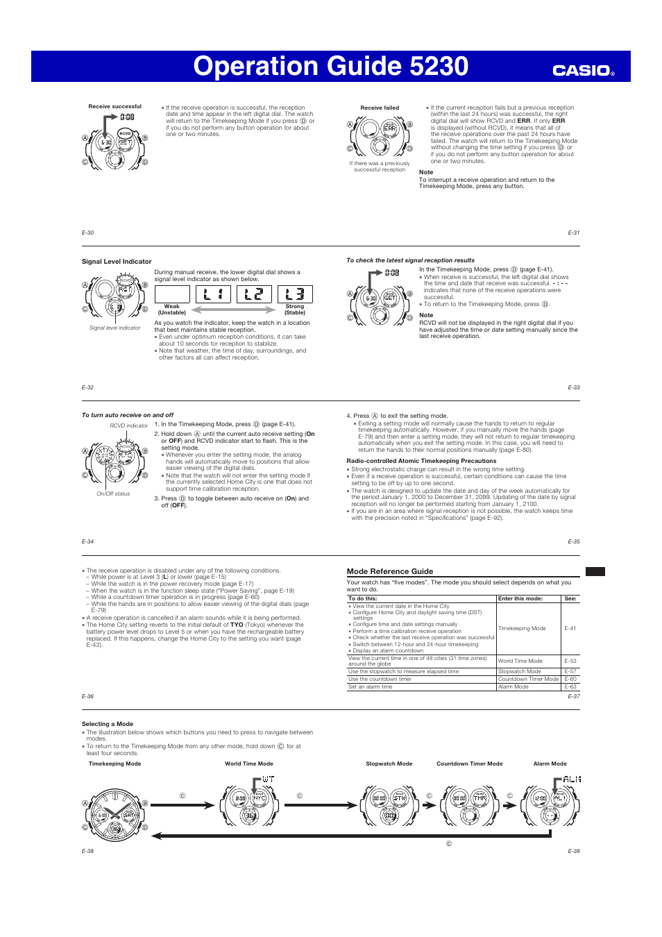 Operation guide 5230 | G-Shock AWG-M100 User Manual | Page 4 / 10