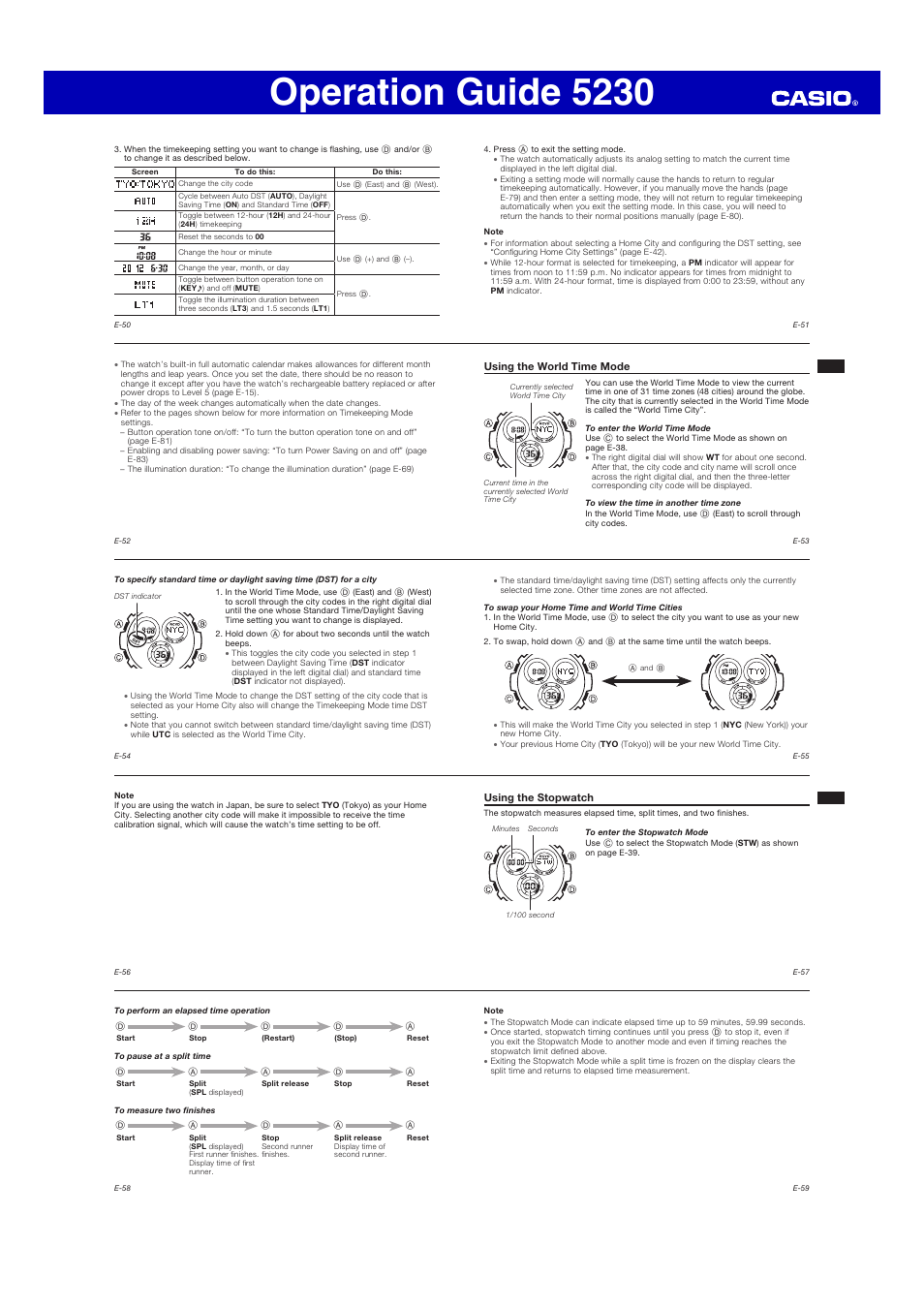 Operation guide 5230 | G-Shock AWG-M100 User Manual | Page 6 / 10