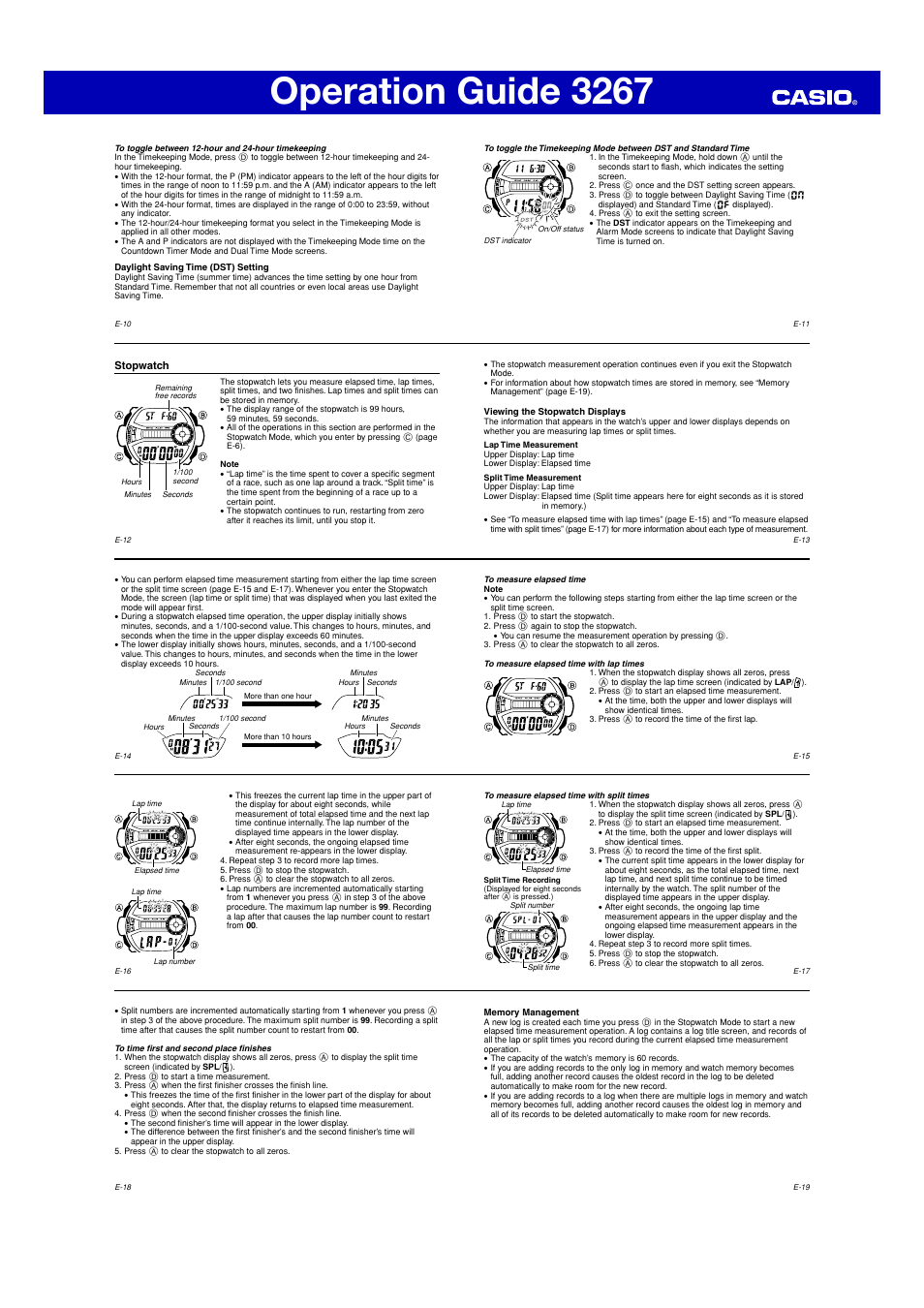 Operation guide 3267, Stopwatch | G-Shock GD-200 User Manual | Page 2 / 5