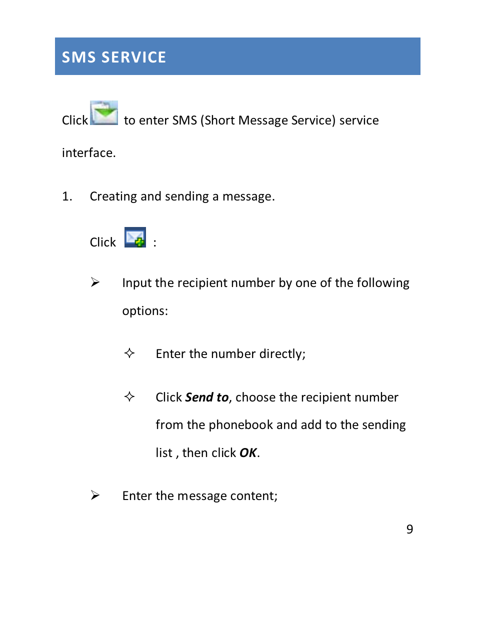 Sms service | Verykool m950 User Manual | Page 10 / 29