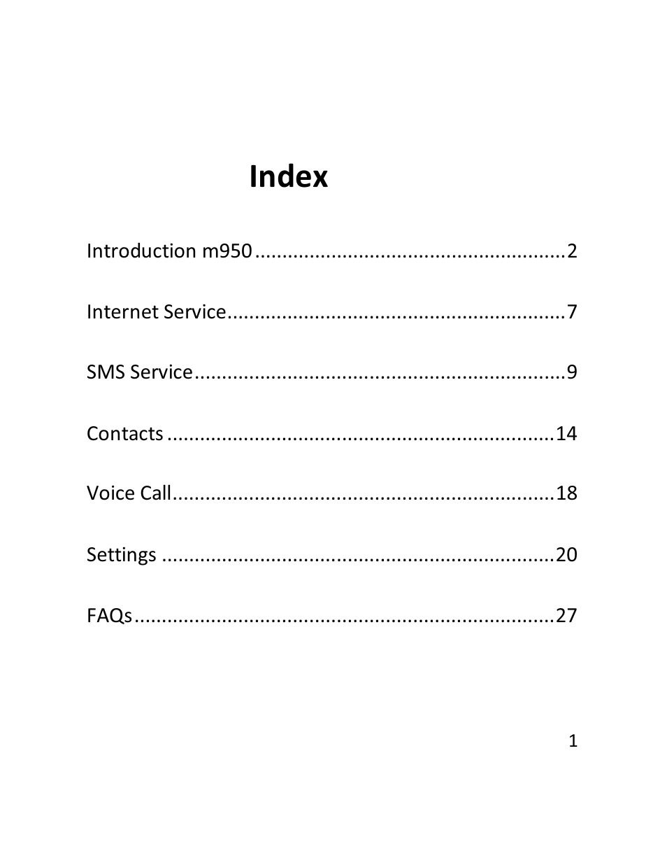 Index | Verykool m950 User Manual | Page 2 / 29