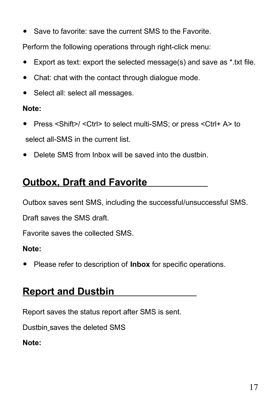 Outbox, draft and favorite, Report and dustbin | Verykool m1000 User Manual | Page 17 / 23