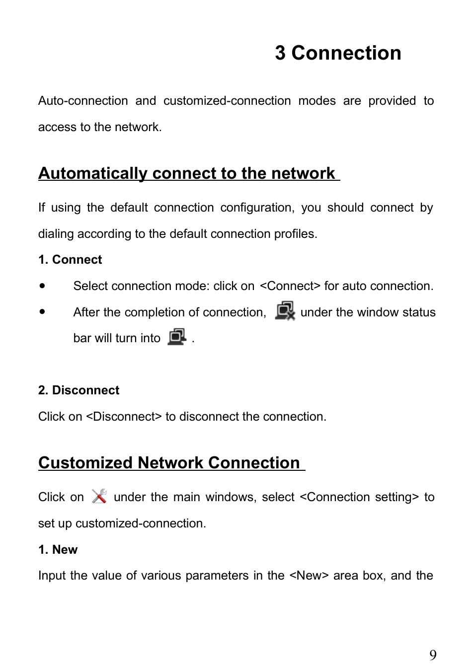 3 connection, Automatically connect to the network, Customized network connection | Customized, Network, Connection | Verykool m1000 User Manual | Page 9 / 23