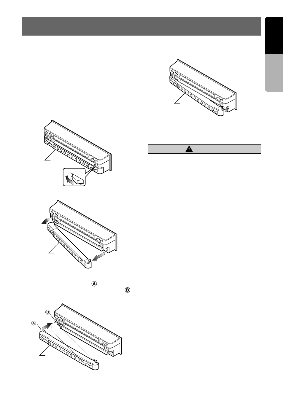 17 english, Caution, Removing the dcp | Attaching the dcp | Clarion VRX935VD User Manual | Page 13 / 60