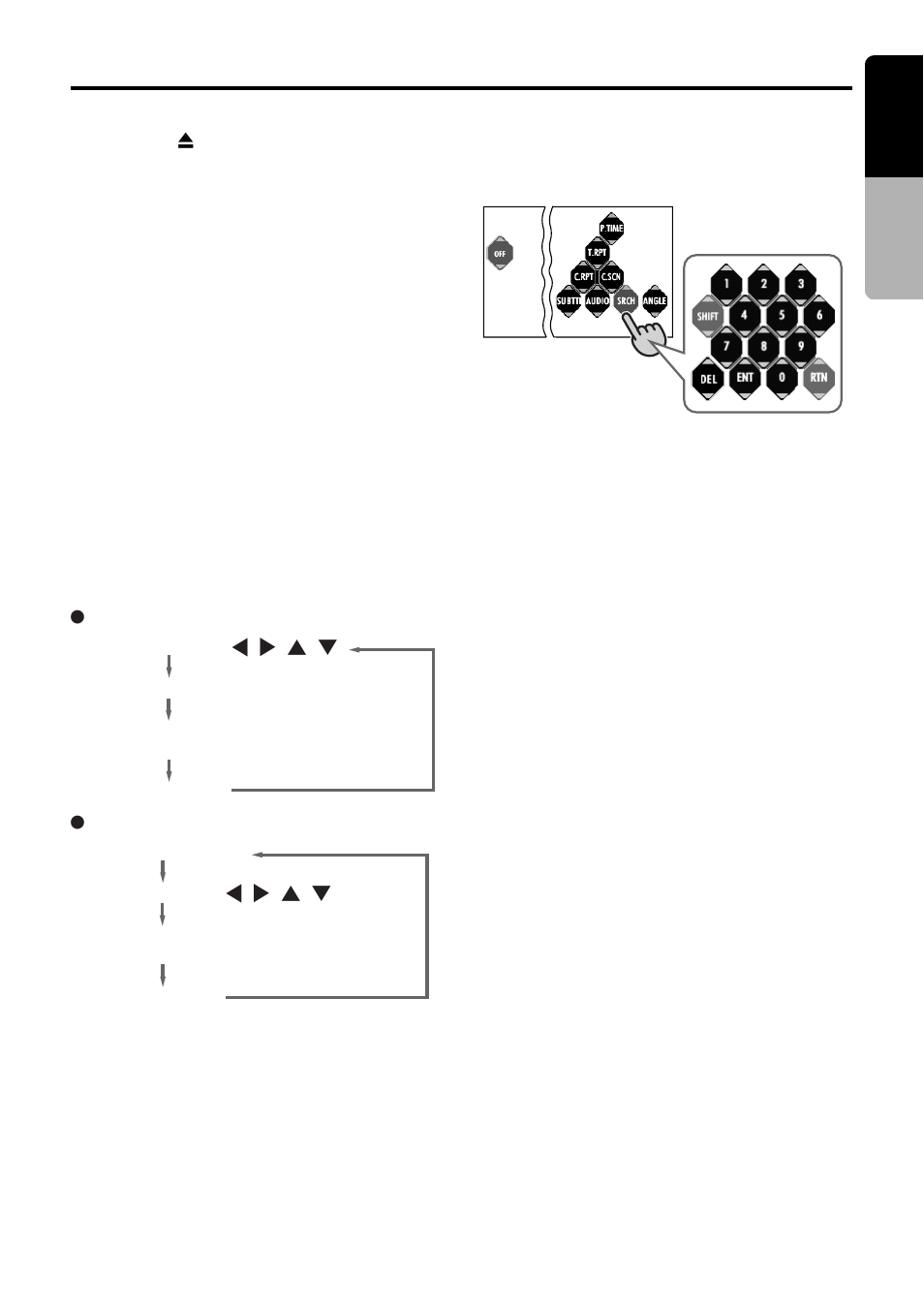31 english, Ejecting a disc, Show the menu screen | Key pad operation, Dvd video player operations, Sub key pad operation | Clarion VRX935VD User Manual | Page 27 / 60