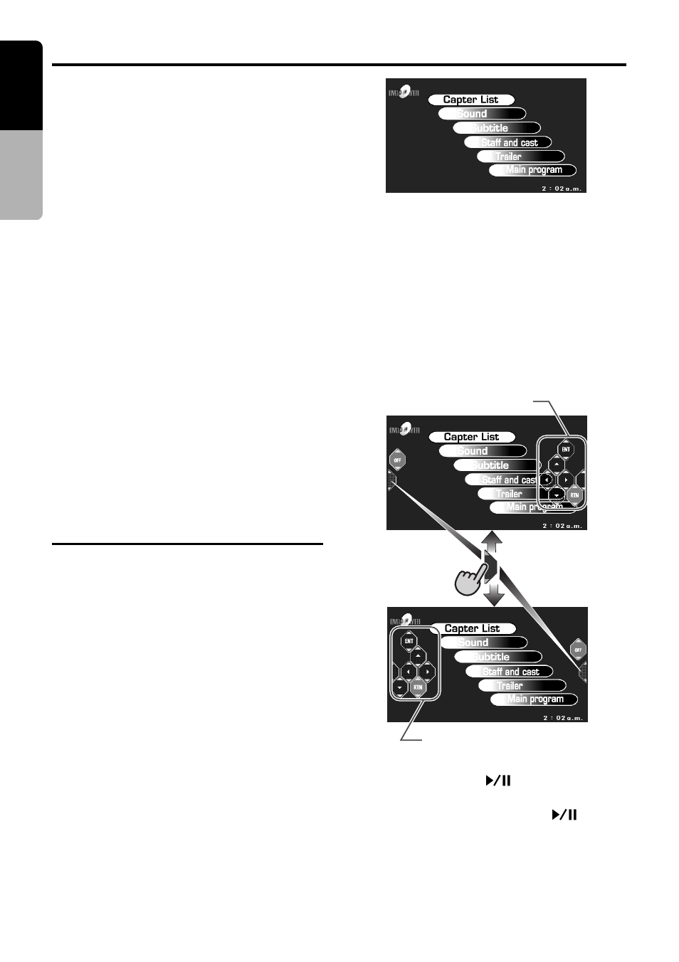 Dvd video operations, English, Dvd video player operations | Watching a dvd-video, Showing the dvd menu, Switching key pad position, Stopping playback | Clarion VRX935VD User Manual | Page 28 / 60