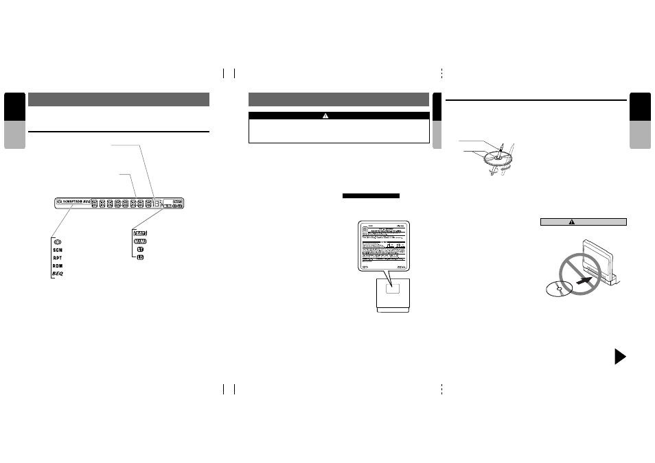 Display, Precautions, Information panel | Handling discs, 4english, English, Caution, Warning, Handling, Storage | Clarion VRX935VD User Manual | Page 3 / 60