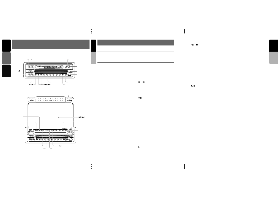 Controls / commandes / controles 4. nomenclature, Names of buttons, English français español english | English, When the display open, When the display closed | Clarion VRX935VD User Manual | Page 4 / 60