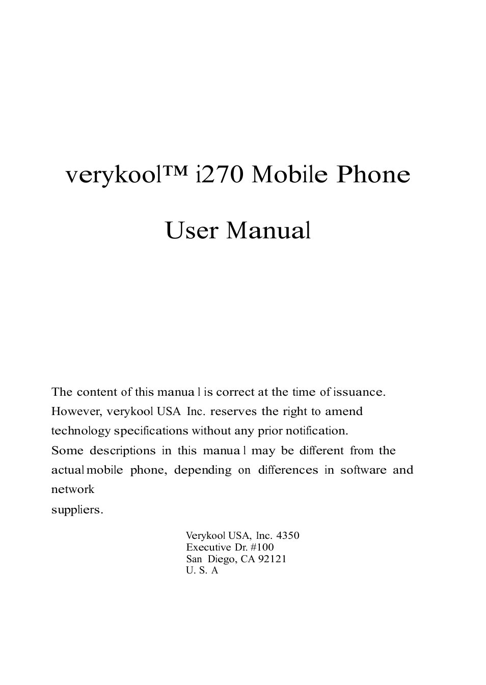 Verykool i270 User Manual | 67 pages
