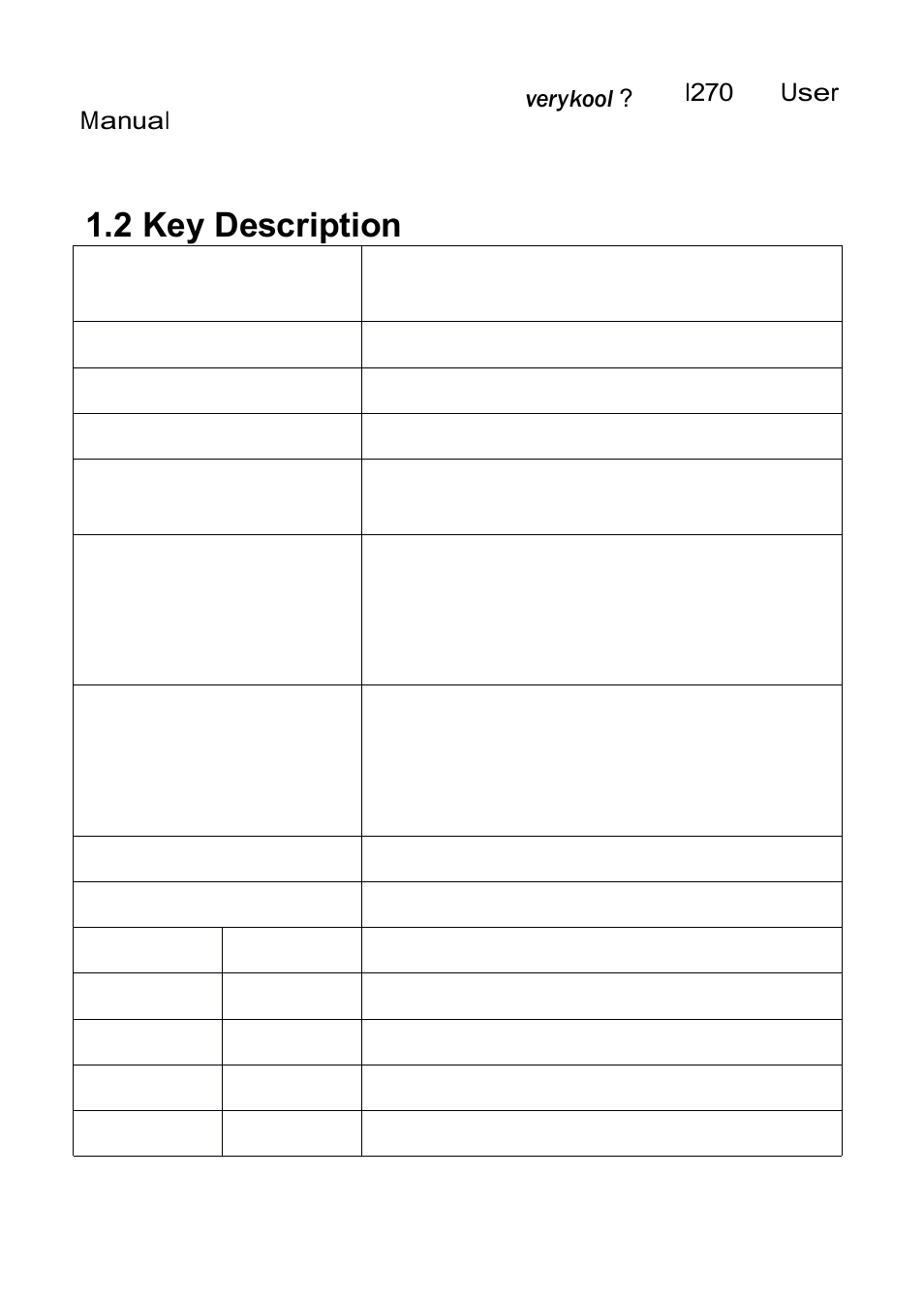 2 key description | Verykool i270 User Manual | Page 10 / 67