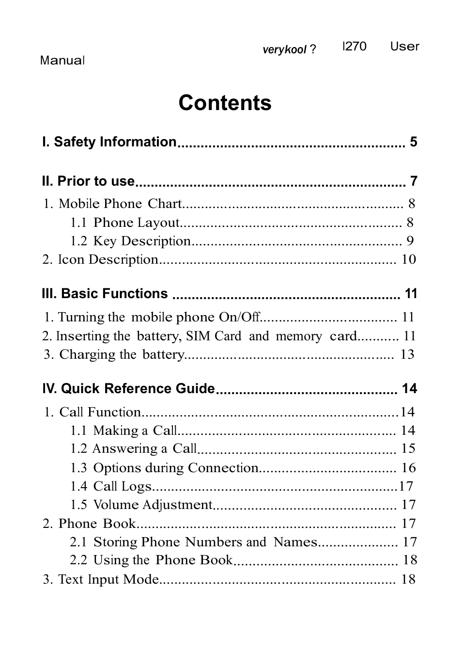 Verykool i270 User Manual | Page 2 / 67