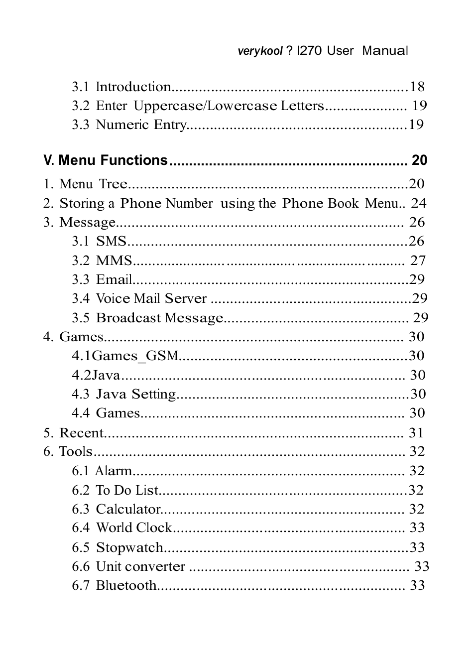 Verykool i270 User Manual | Page 3 / 67