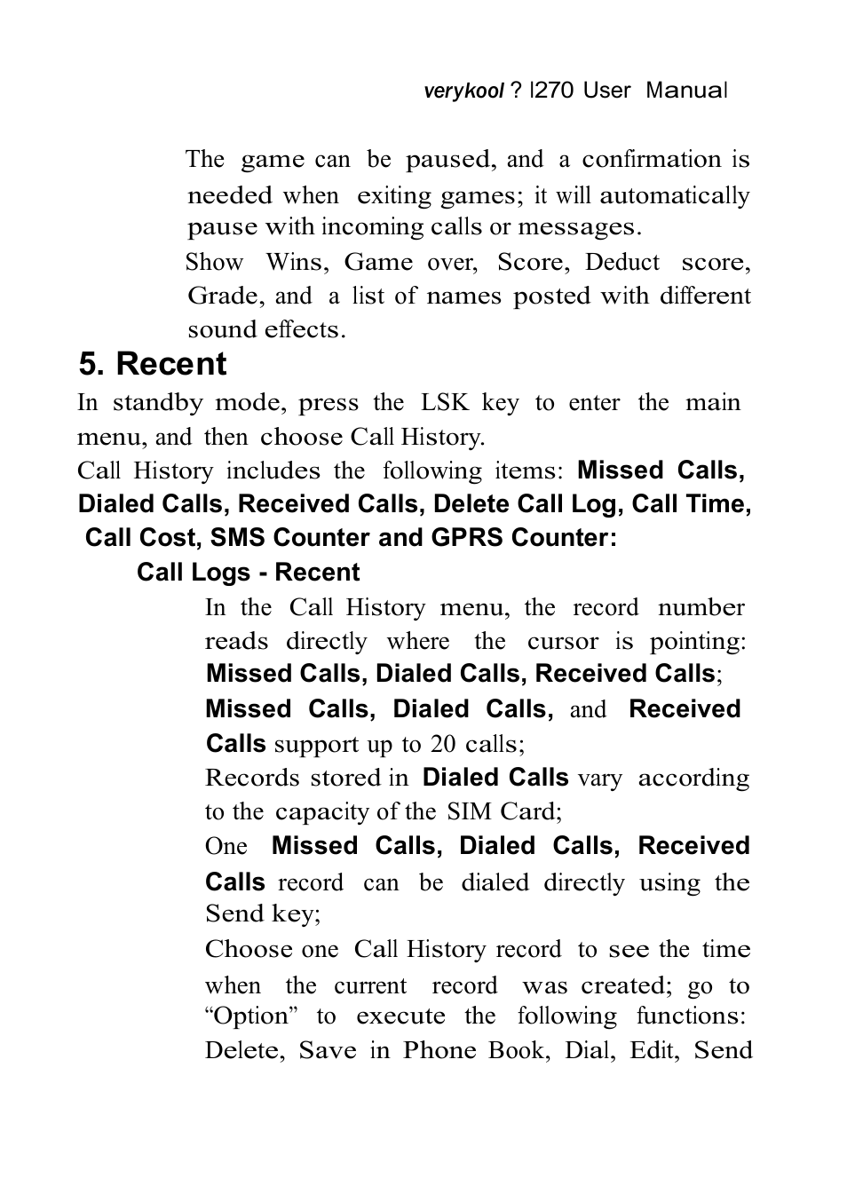 Recent | Verykool i270 User Manual | Page 36 / 67