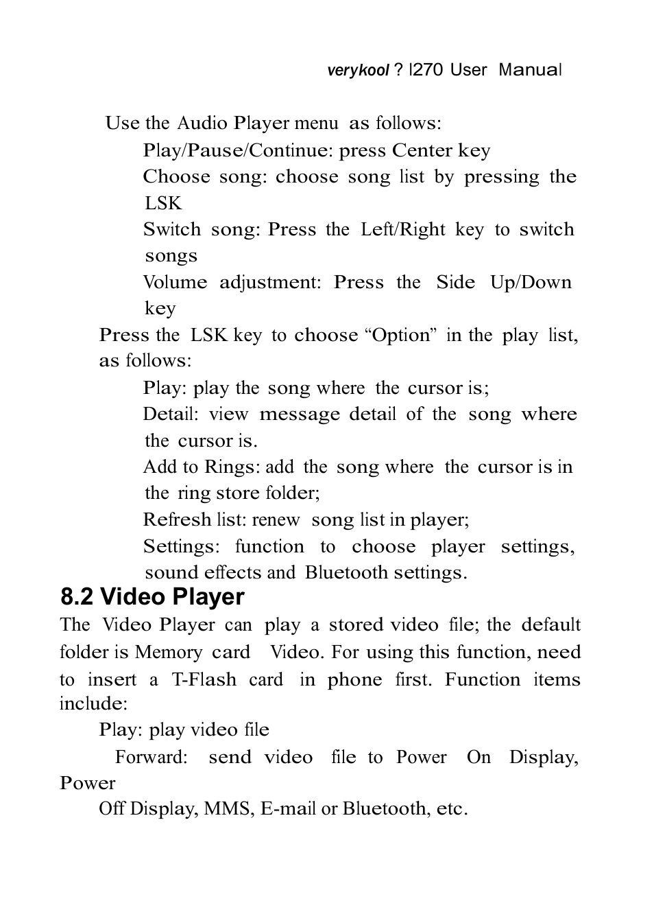 2 video player | Verykool i270 User Manual | Page 40 / 67