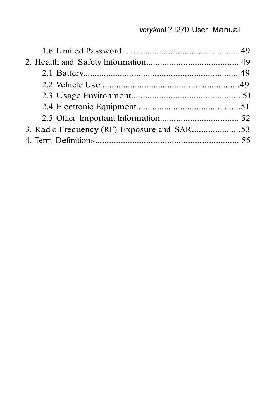 Verykool i270 User Manual | Page 5 / 67