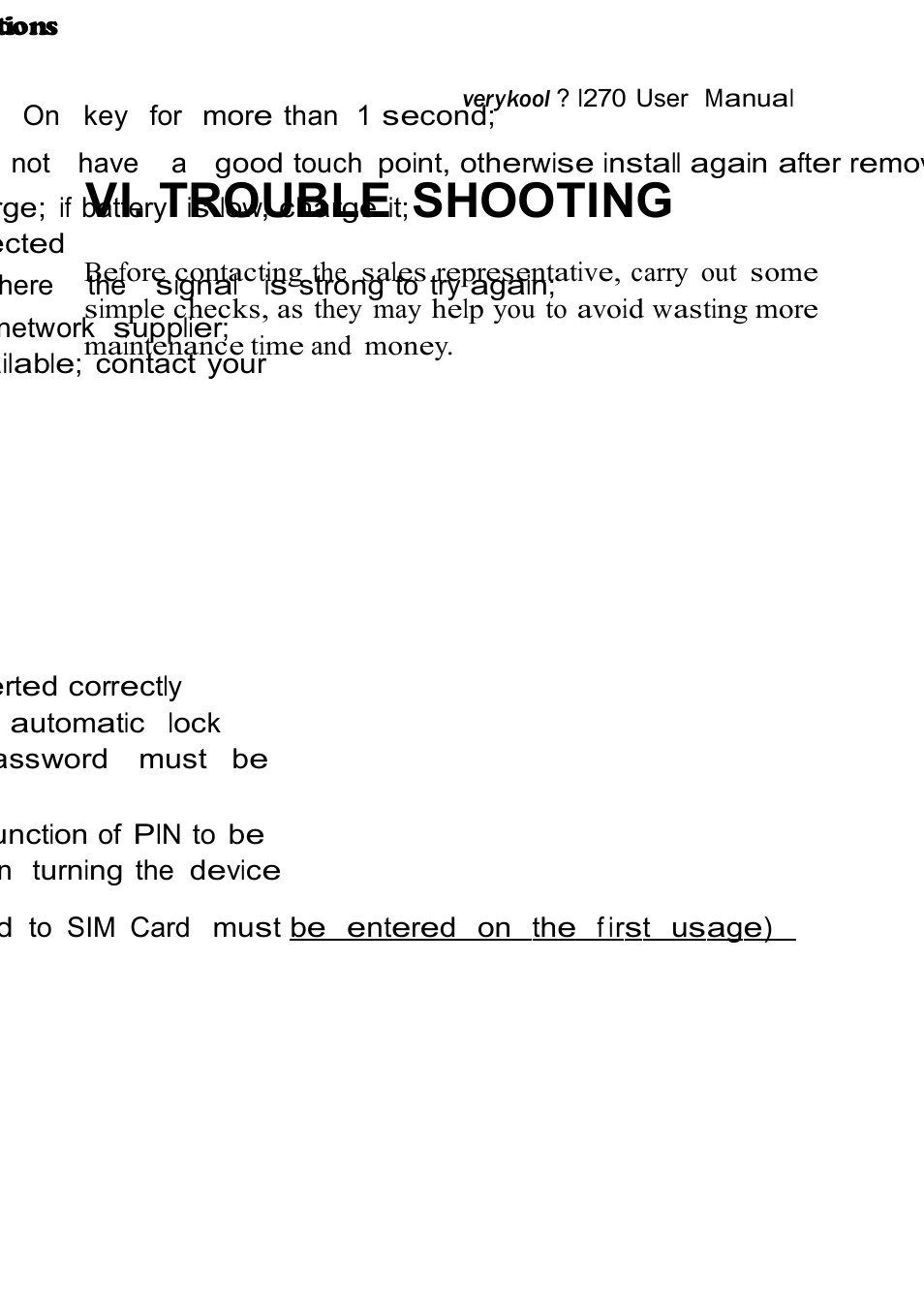 Vi. trouble shooting | Verykool i270 User Manual | Page 51 / 67