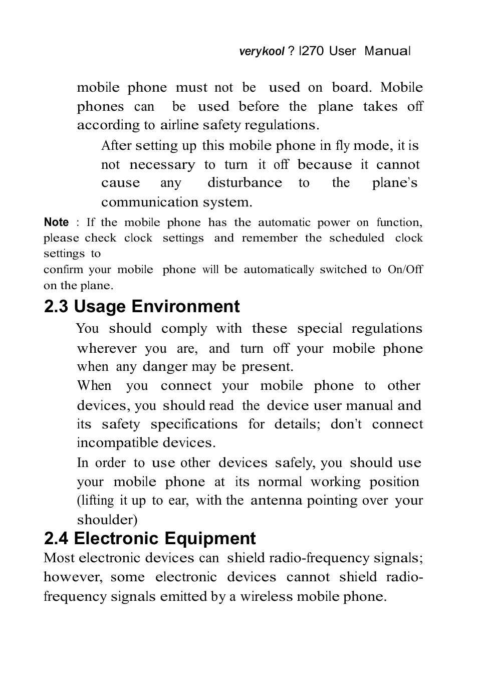 3 usage environment, 4 electronic equipment | Verykool i270 User Manual | Page 61 / 67