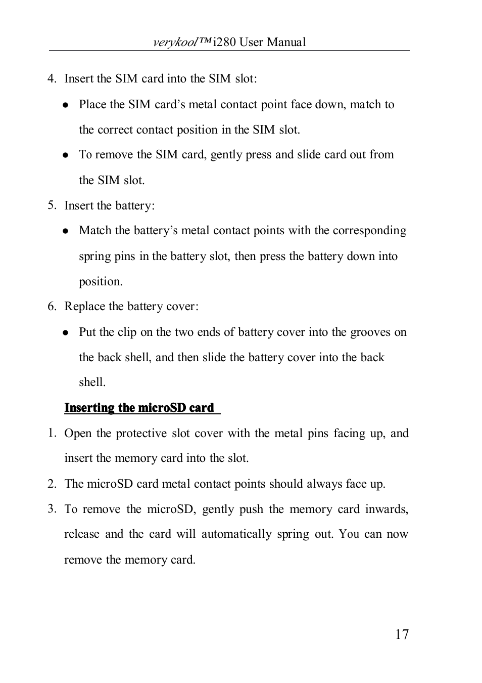 Verykool i280 User Manual | Page 17 / 91