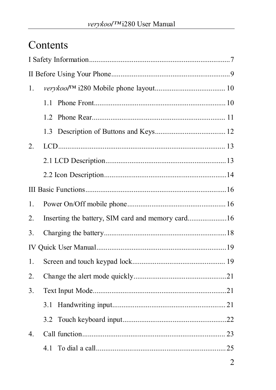 Verykool i280 User Manual | Page 2 / 91