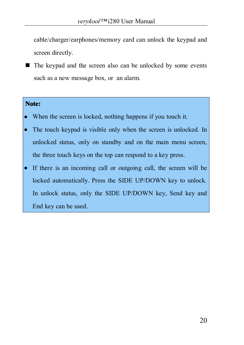 Verykool i280 User Manual | Page 20 / 91