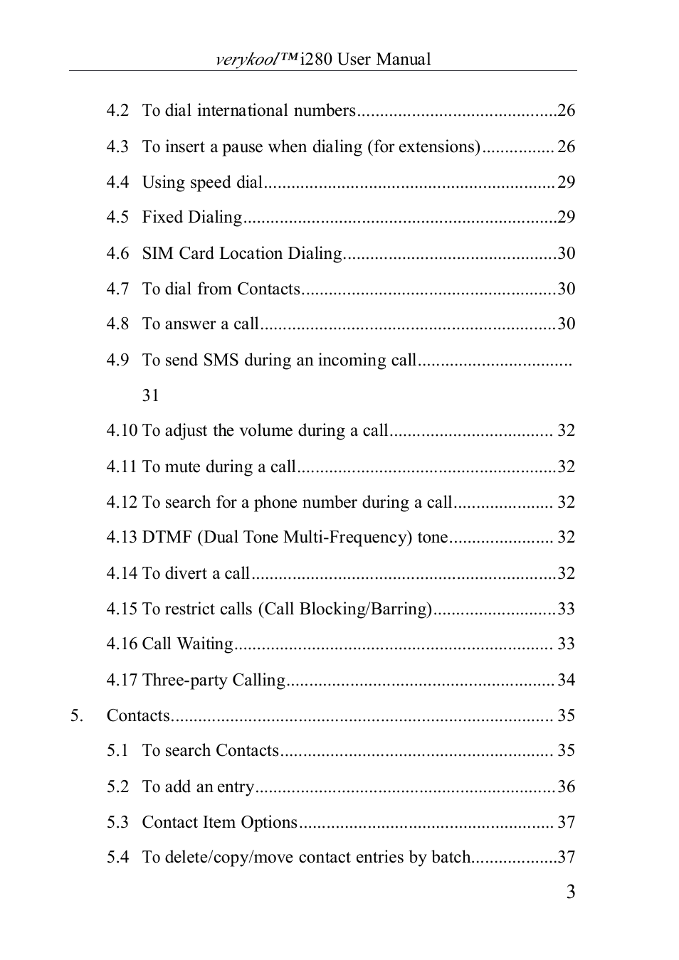 Verykool i280 User Manual | Page 3 / 91