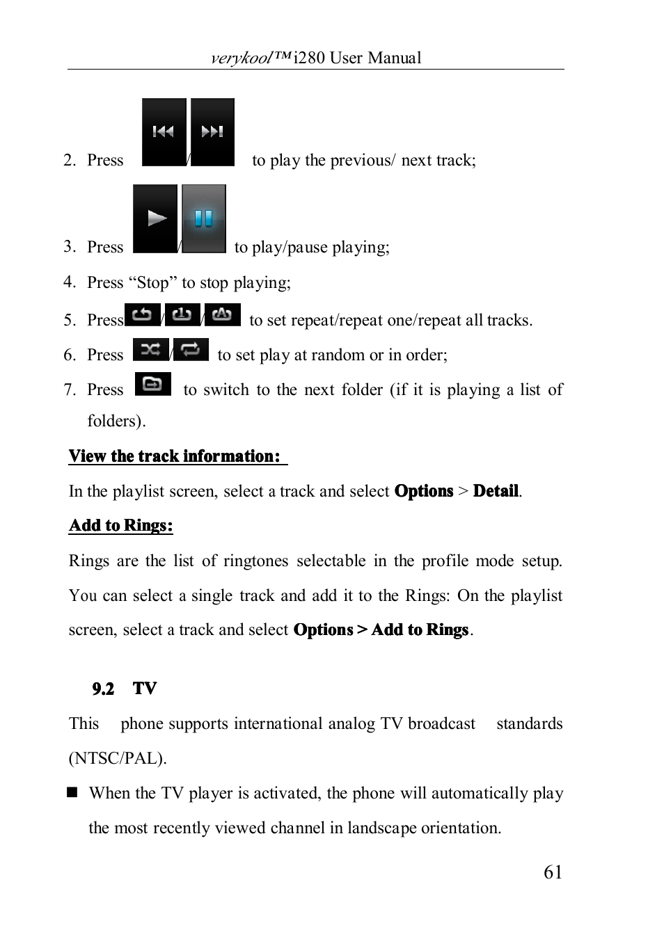 2 tv | Verykool i280 User Manual | Page 61 / 91