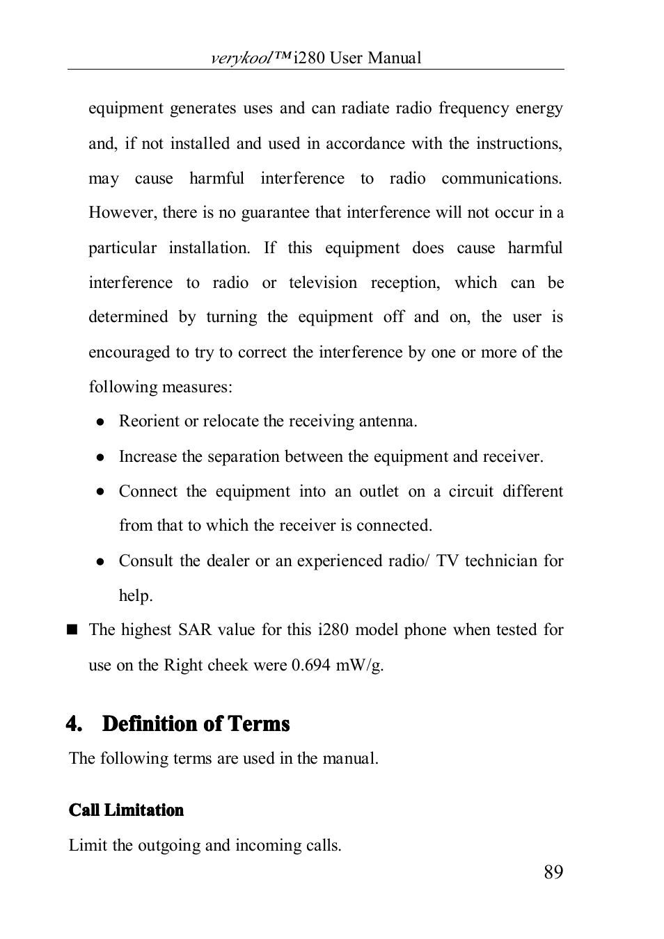 Definition of terms | Verykool i280 User Manual | Page 89 / 91