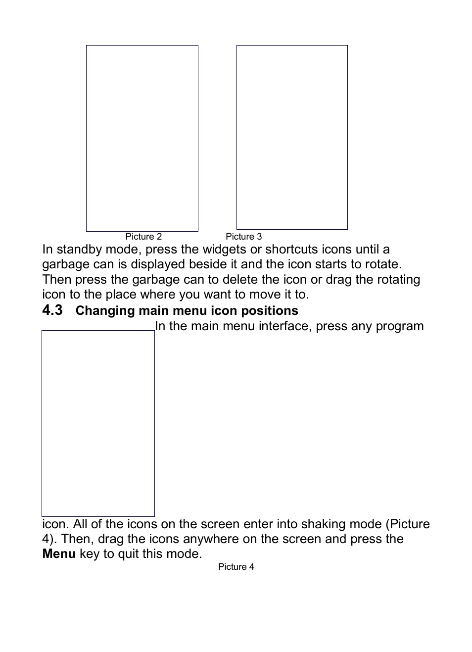 3 changing main menu icon positions, Hanging, Main | Menu, Icon, Positions | Verykool i285 User Manual | Page 25 / 46