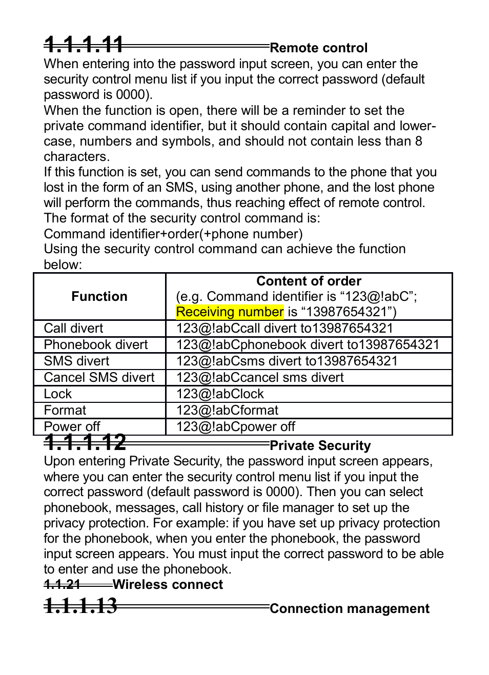 11 remote control, 12 private security, 21 wireless connect | 21wireless connect | Verykool i285 User Manual | Page 33 / 46