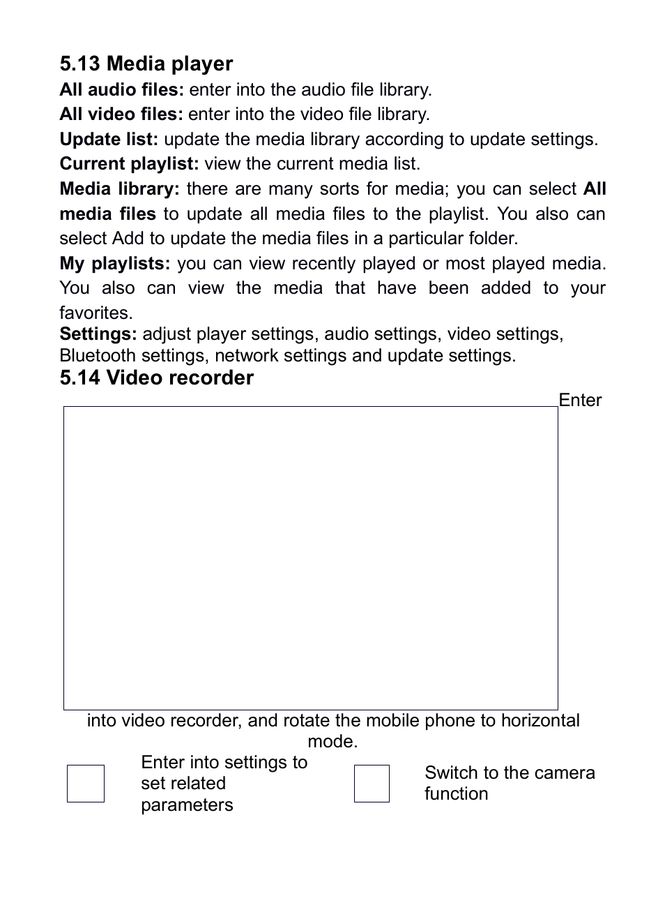 13 media player, 14 video recorder, Edia | Player, Ideo, Recorder | Verykool i285 User Manual | Page 38 / 46