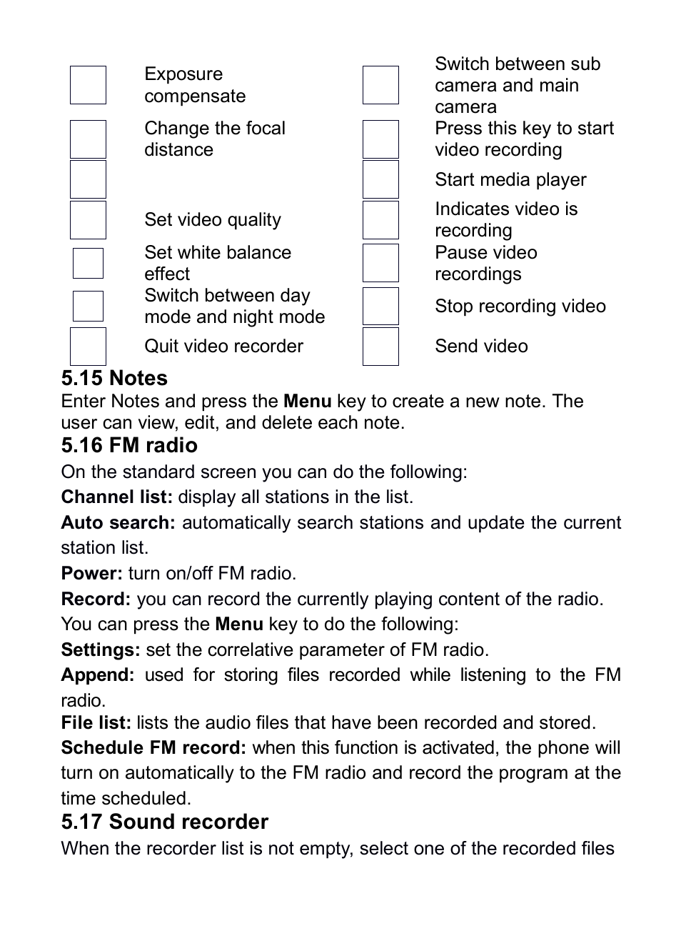 15 notes, 16 fm radio, 17 sound recorder | Otes, 16fm, Radio, Ound, Recorder | Verykool i285 User Manual | Page 39 / 46