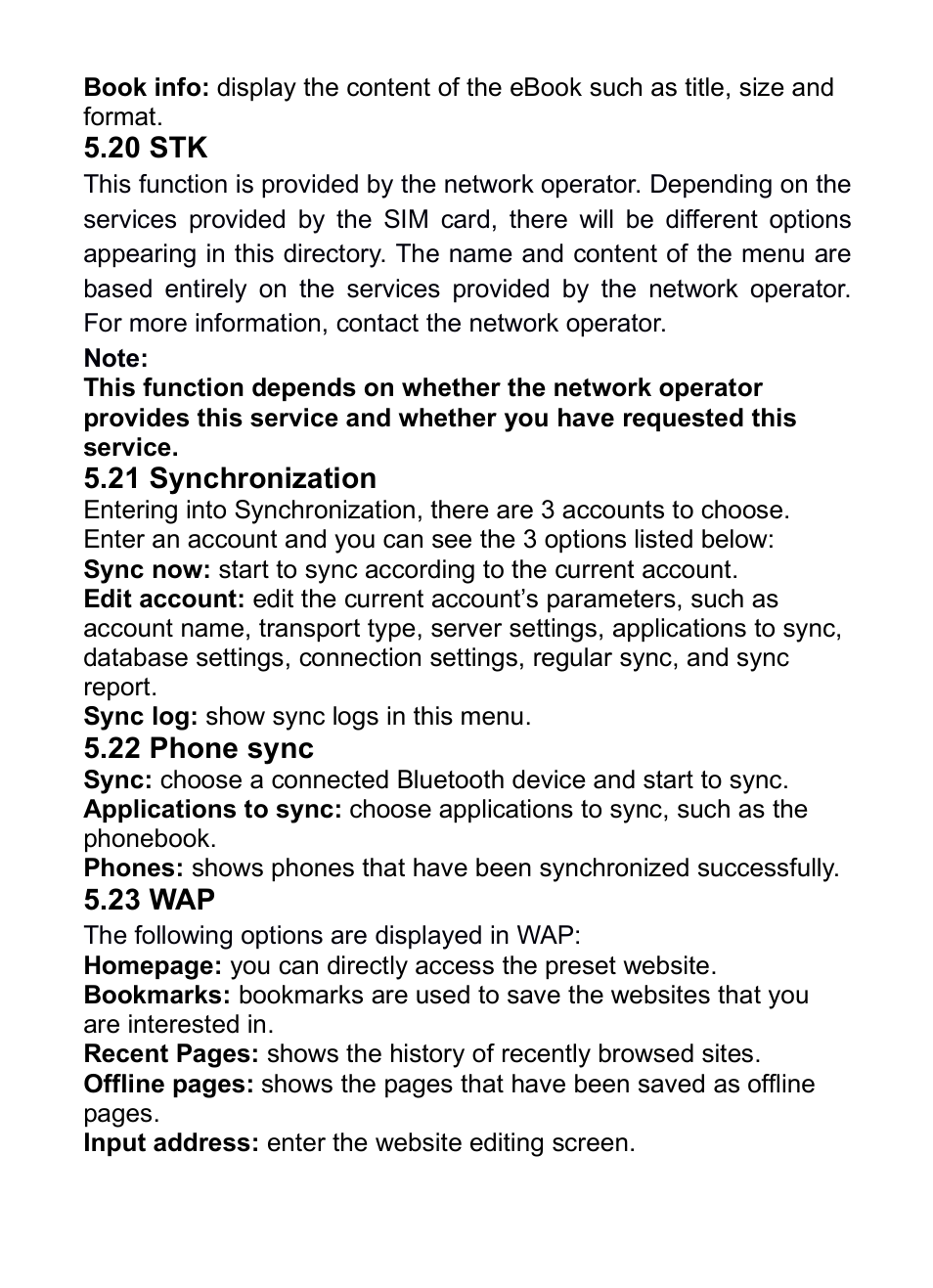 20 stk, 21 synchronization, 22 phone sync | 23 wap, 20stk, Ynchronization, Hone, Sync, 23wap | Verykool i285 User Manual | Page 41 / 46