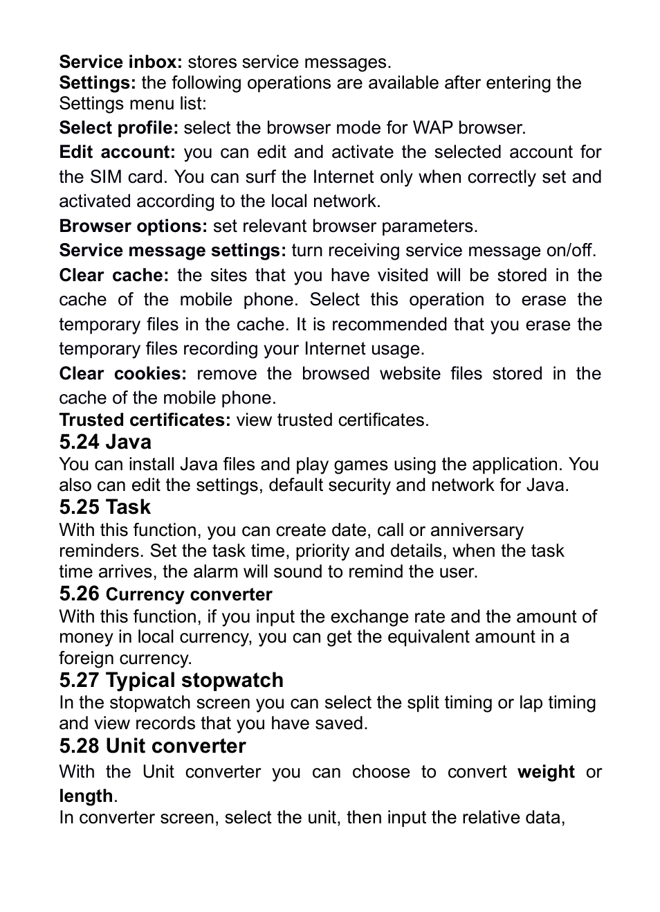 24 java, 25 task, 26 currency converter | 27 typical stopwatch, 28 unit converter, Urrency, Converter, Ypical, Stopwatch | Verykool i285 User Manual | Page 42 / 46